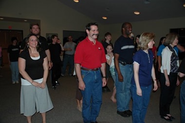cast members at rehearsal