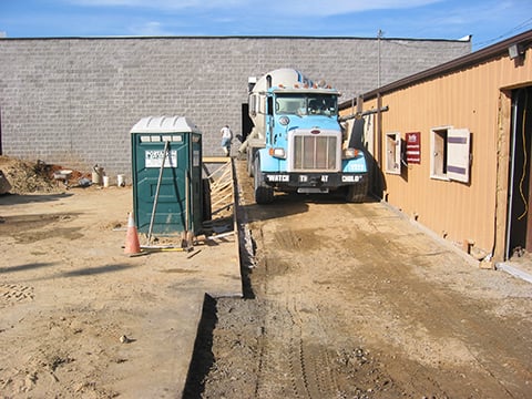 truck pouring concrete