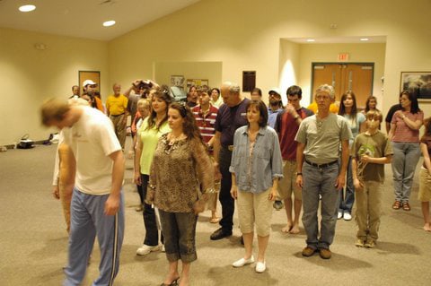 cast at rehearsal