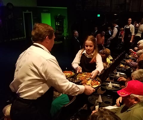 serving dinner
